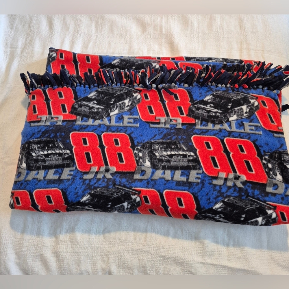 Dale Earnhardt Jr. throw handcrafted 2 thickness of fleece NEW